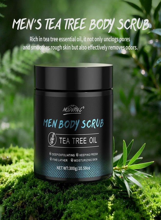 POP MODERN.C Men Body Scrub with Tea Tree Oil Exfoliating Body Scrub for Men Improve Odor Smooth Rough Skin Body Exfoliator Scrub for Back Chest Shoulders Butt Legs Mens Exfoliating Body Wash with 2% BHA 10% AHA - Image 2